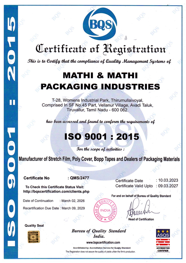Mathi & Mathi - ISO Certificate